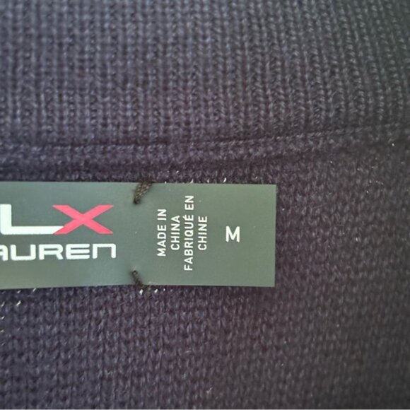 RLX Ralph Lauren Men’s Medium Blue 1/4 Zip Wool Blend Sweater Outdoor Pullover - Picture 6 of 12